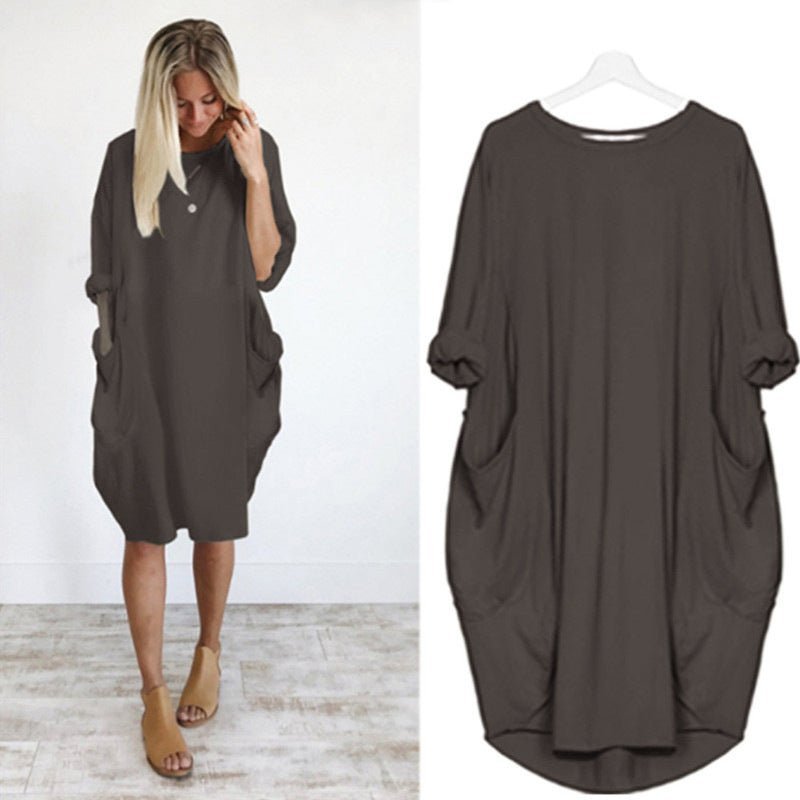 Astrid | Plus Size Kjole med Lommer Løs Pasform Elegant Stil