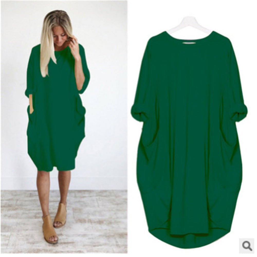 Astrid | Plus Size Kjole med Lommer Løs Pasform Elegant Stil