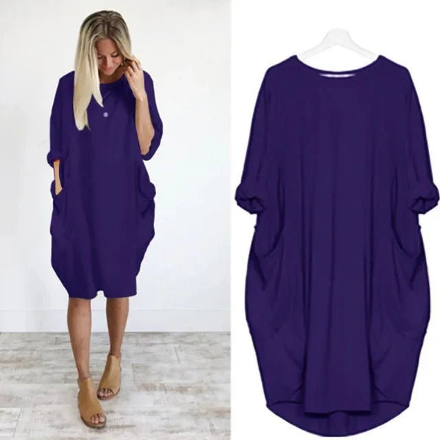 Astrid | Plus Size Kjole med Lommer Løs Pasform Elegant Stil