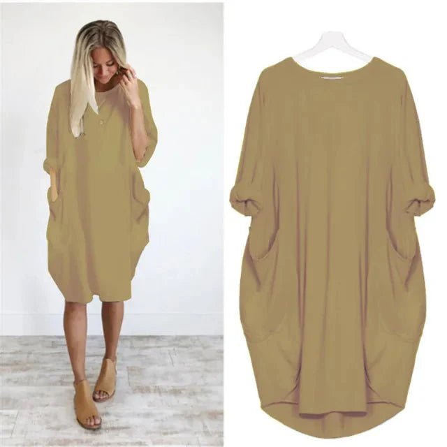 Astrid | Plus Size Kjole med Lommer Løs Pasform Elegant Stil