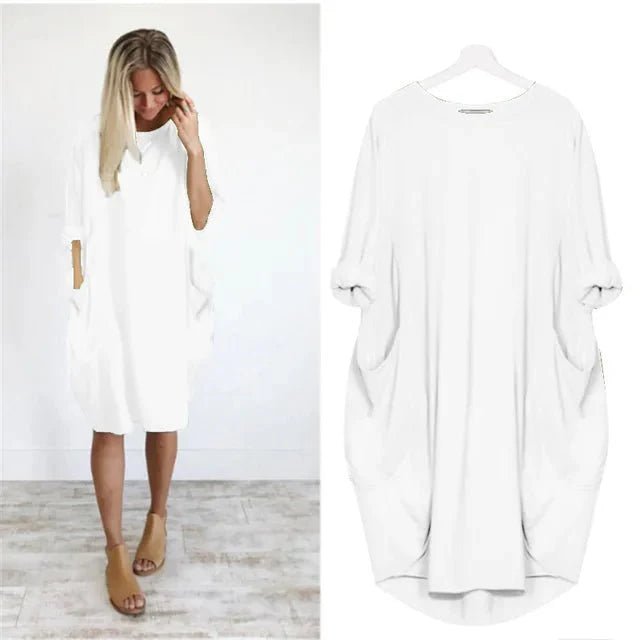 Astrid | Plus Size Kjole med Lommer Løs Pasform Elegant Stil