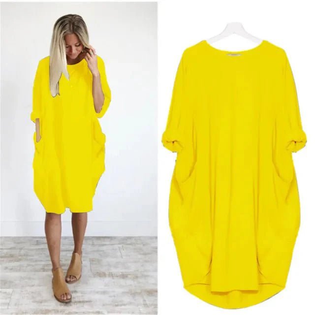 Astrid | Plus Size Kjole med Lommer Løs Pasform Elegant Stil
