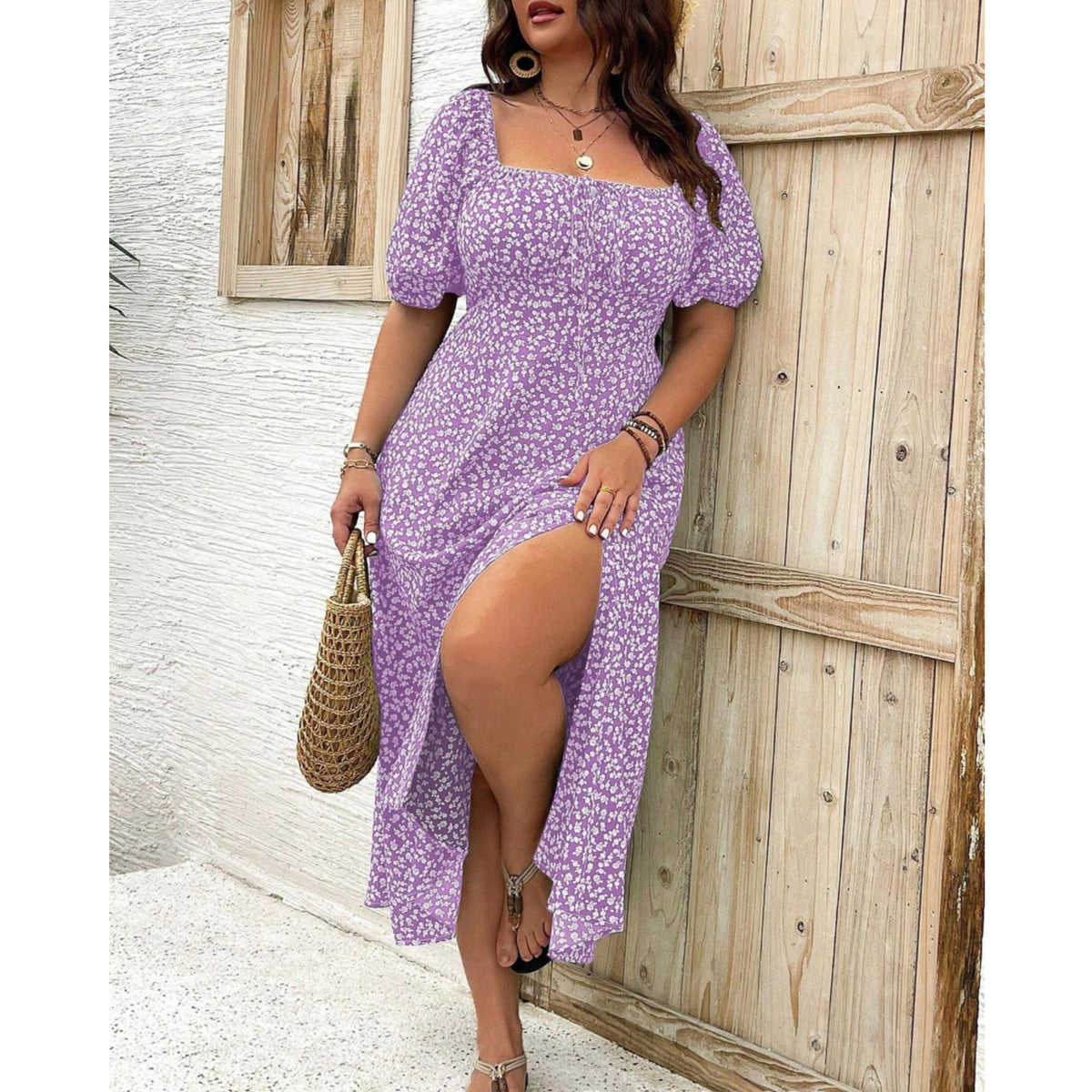 Sofia | Plus Size Maxi Kjole Pufærmer Elegant Selskabskjole