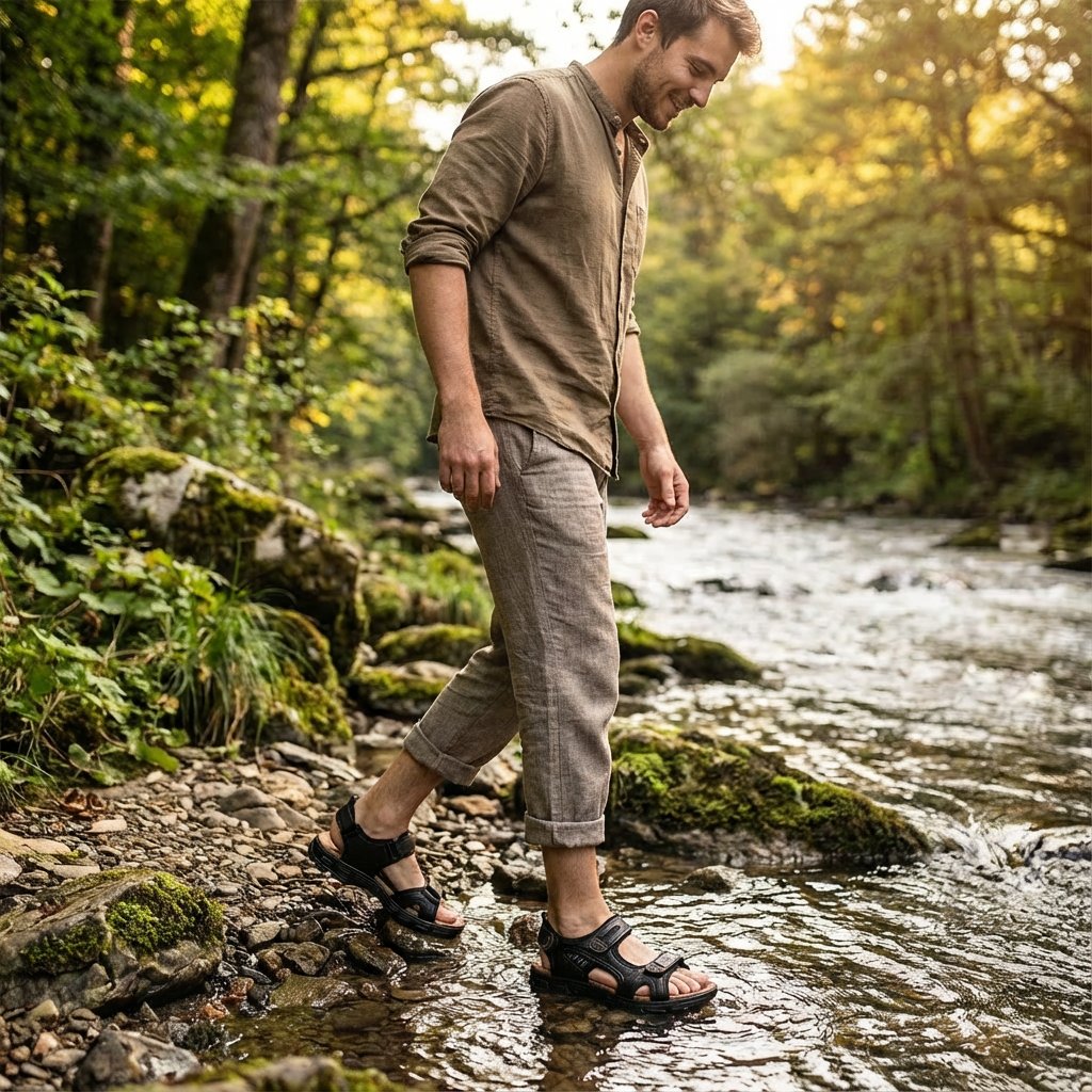 Lea | Unisex Trekking-Sandaler Velcro-Lukning Skridsikker Sål Udendørs