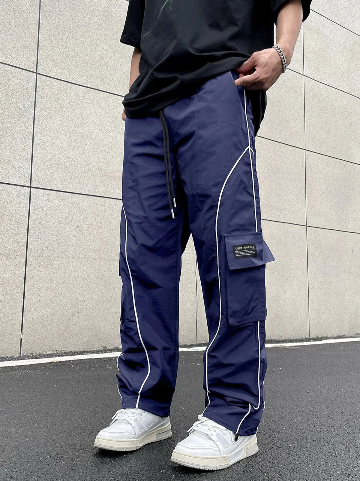 Adrian | Herre Casual Loose-Fit Cargo Bukser Med Sidestriber