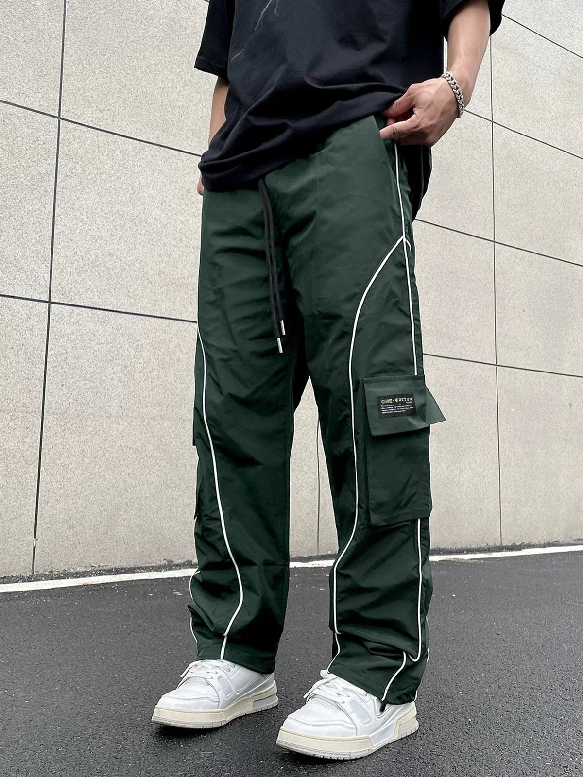 Adrian | Herre Casual Loose-Fit Cargo Bukser Med Sidestriber